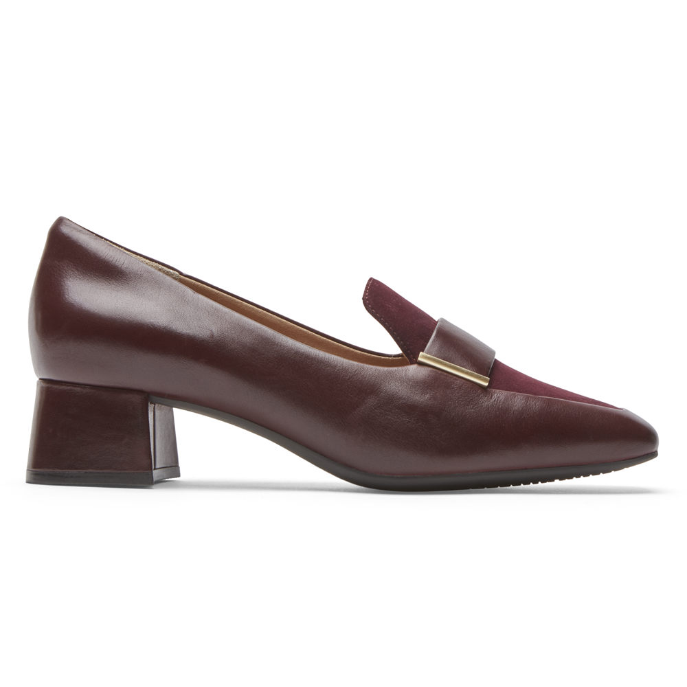 Rockport Womens Loafers Burgundy - Total Motion Esma - UK 802-NDPHJK